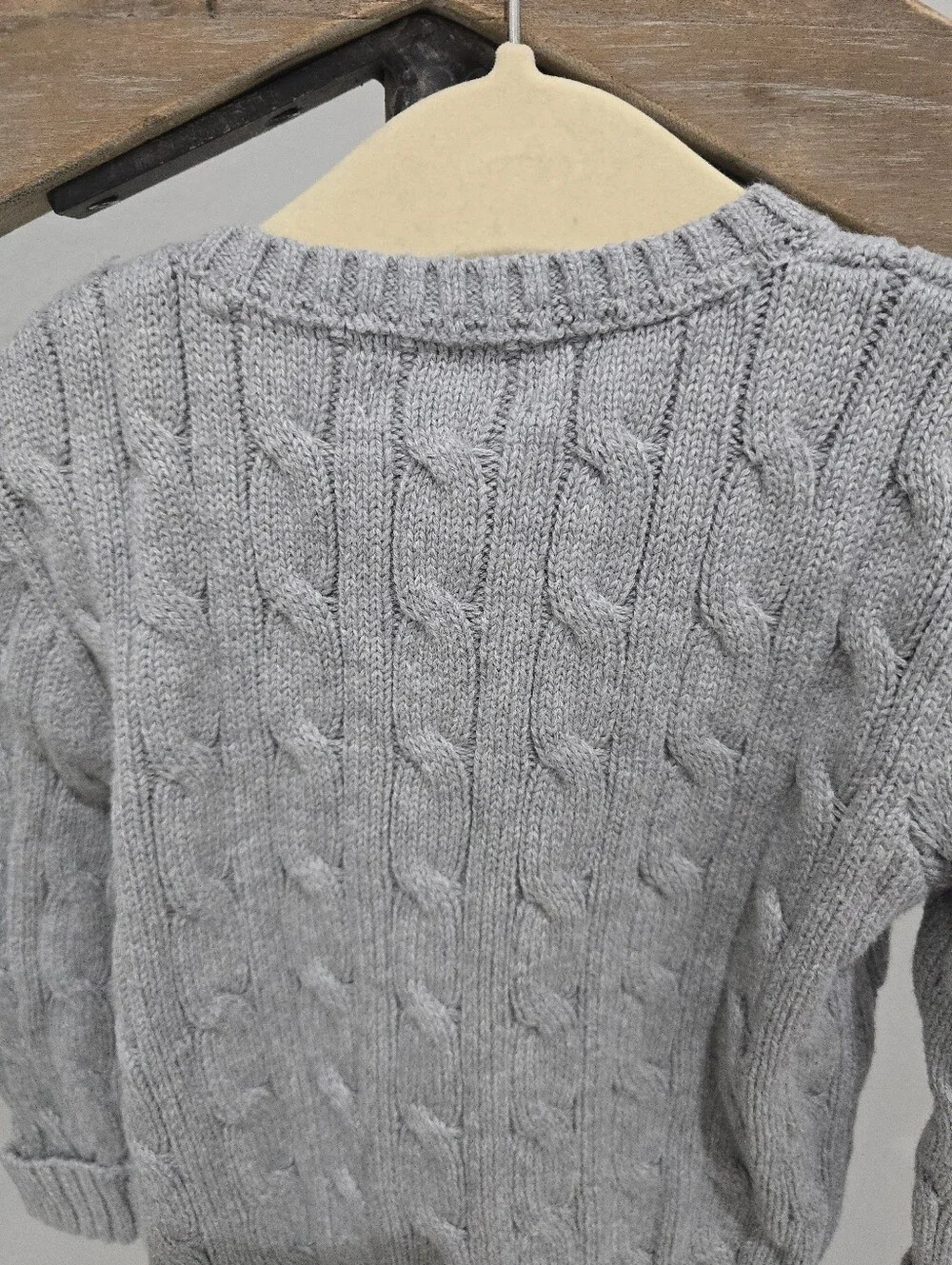 Ralph Lauren Light Gray Cable Knit Crewneck Sweater 24 Months